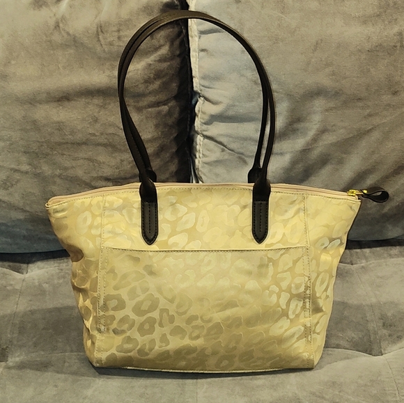 EUC Michael Kors Kelsey Medium Leopard Print Nylon Top Zip Tote - Picture 7 of 16